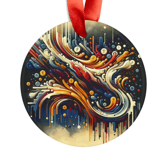 Abstract Financial Flux Acrylic Ornament with Ribbon - ATUH.ART