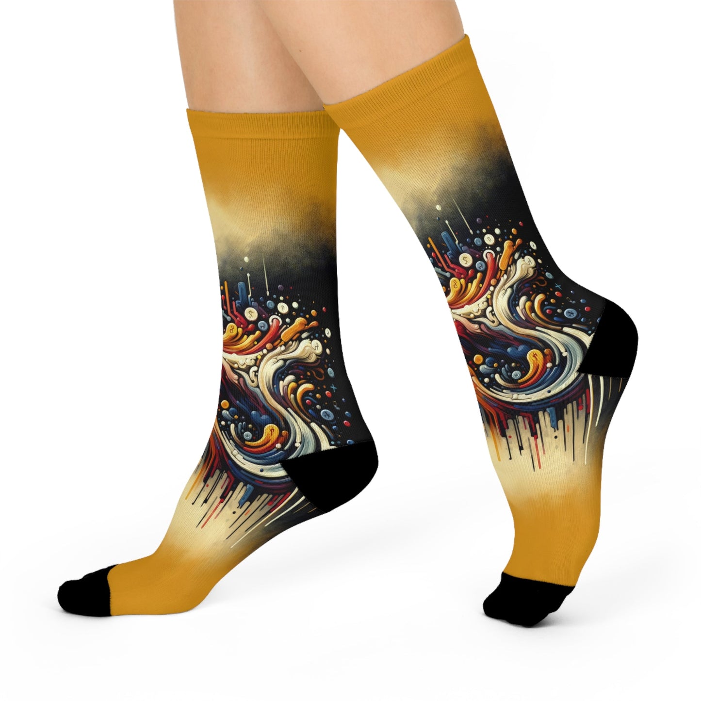 Abstract Financial Flux Cushioned Crew Socks - ATUH.ART