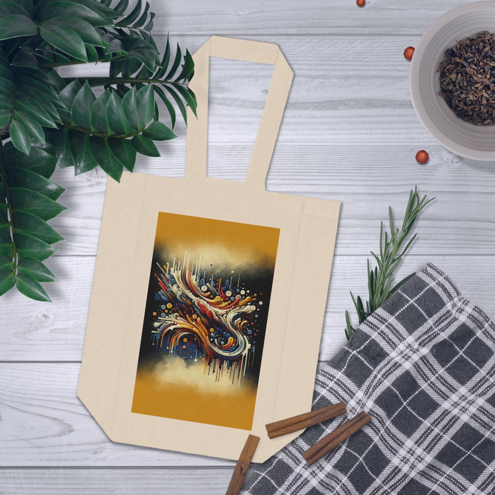 Abstract Financial Flux Double Wine Tote Bag - ATUH.ART
