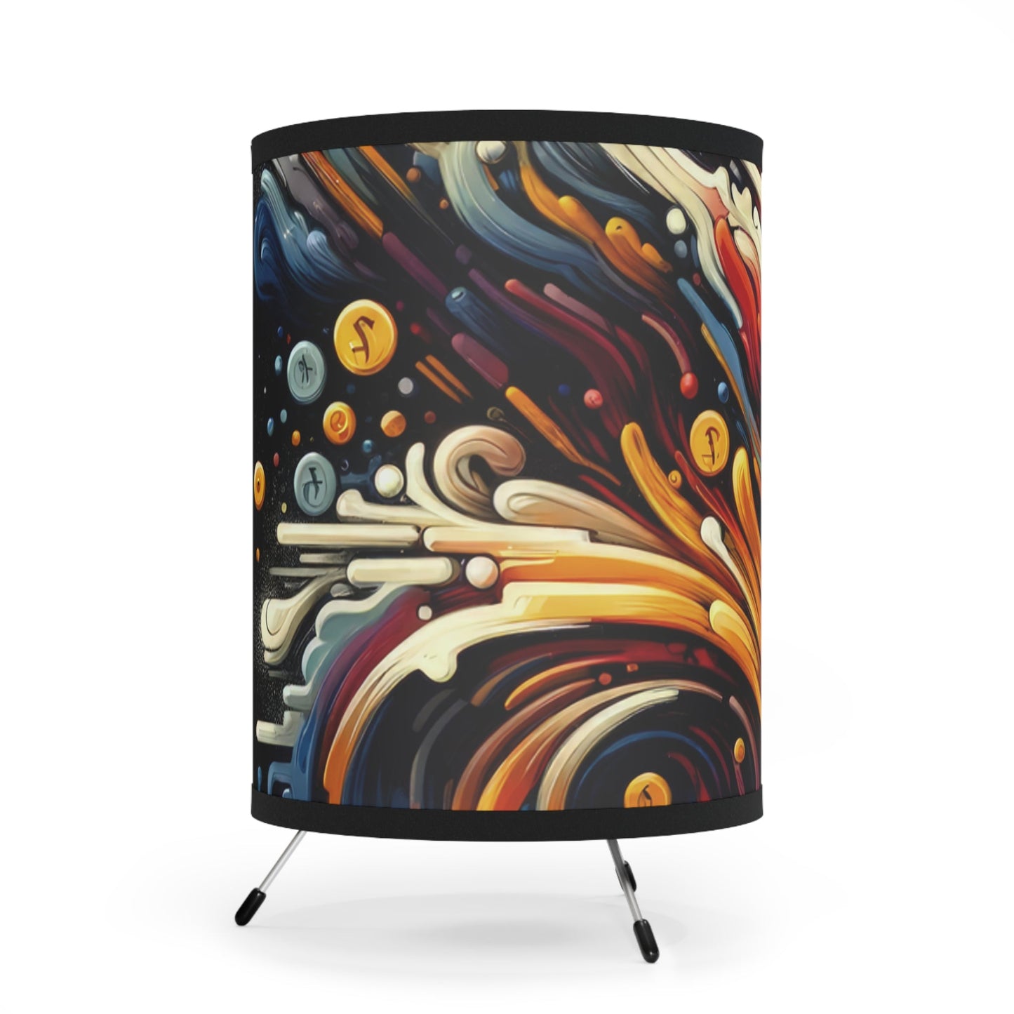 Abstract Financial Flux Tripod Lamp with High-Res Printed Shade, US\CA plug - ATUH.ART