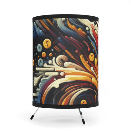 Abstract Financial Flux Tripod Lamp with High-Res Printed Shade, US\CA plug - ATUH.ART