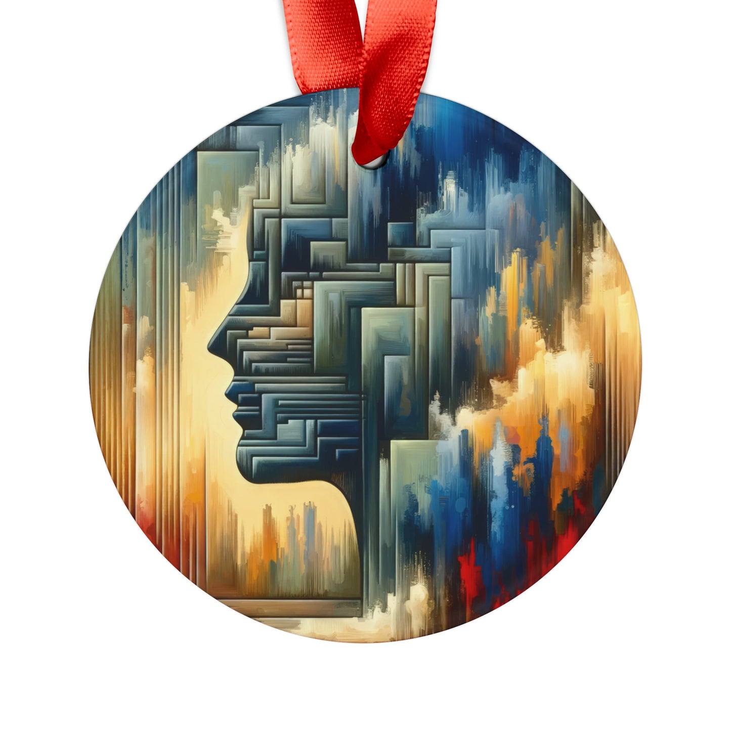 Abstract Geometric Boundaries Acrylic Ornament with Ribbon - ATUH.ART