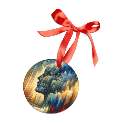Abstract Geometric Boundaries Acrylic Ornament with Ribbon - ATUH.ART