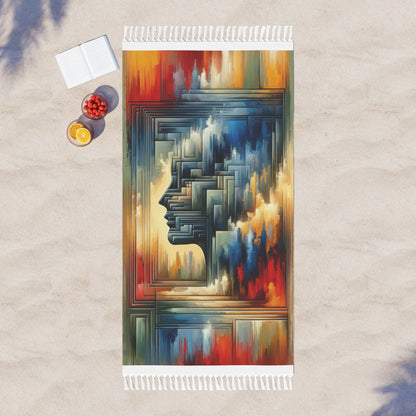 Abstract Geometric Boundaries Boho Beach Cloth - ATUH.ART