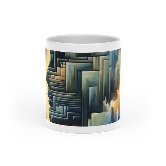 Abstract Geometric Boundaries Heart-Shaped Mug - ATUH.ART