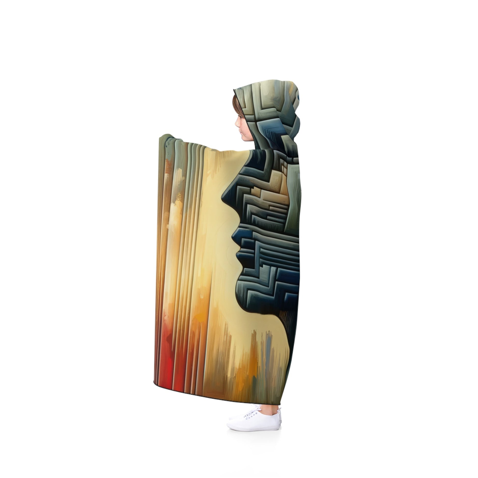 Abstract Geometric Boundaries Hooded Blanket - ATUH.ART