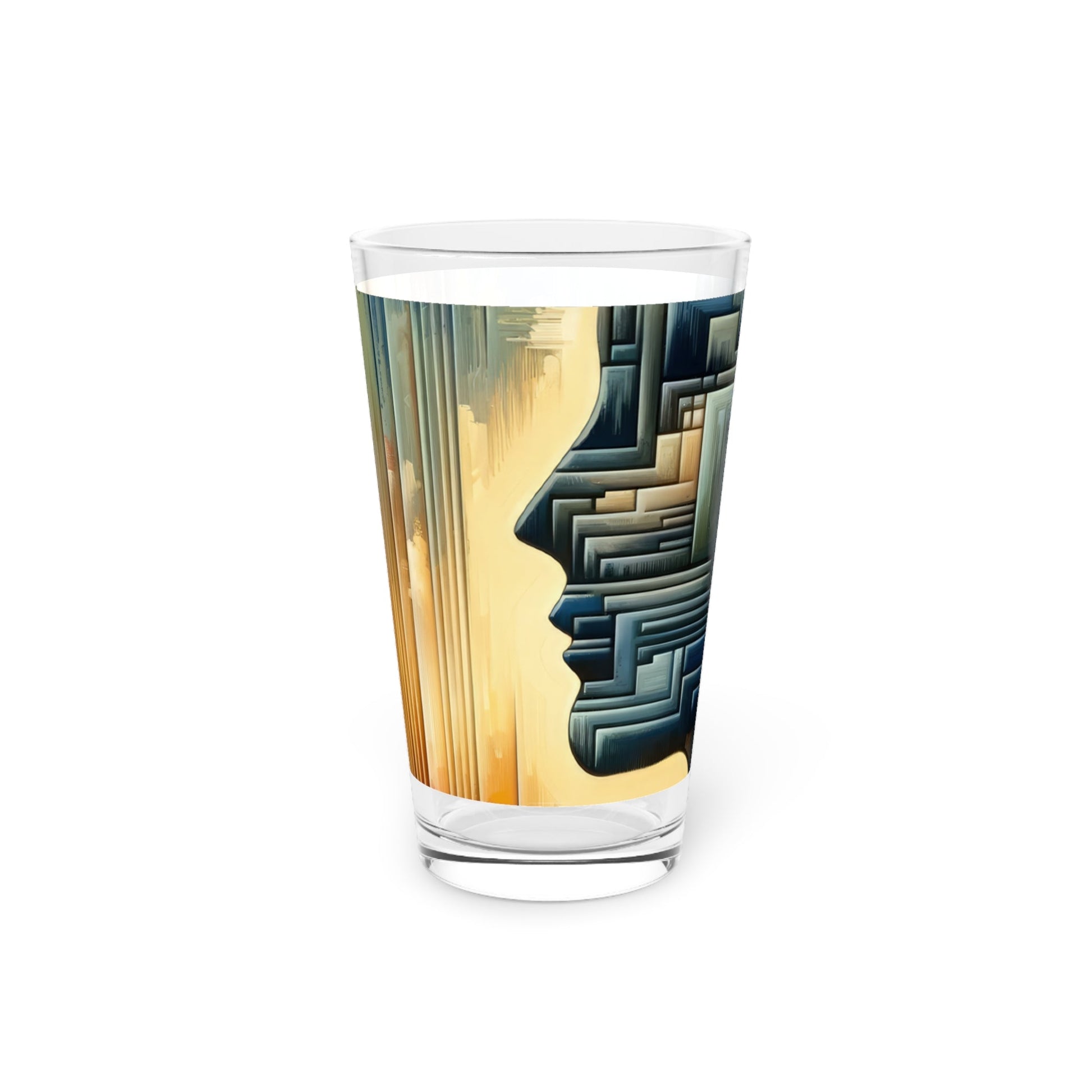 Abstract Geometric Boundaries Pint Glass, 16oz - ATUH.ART