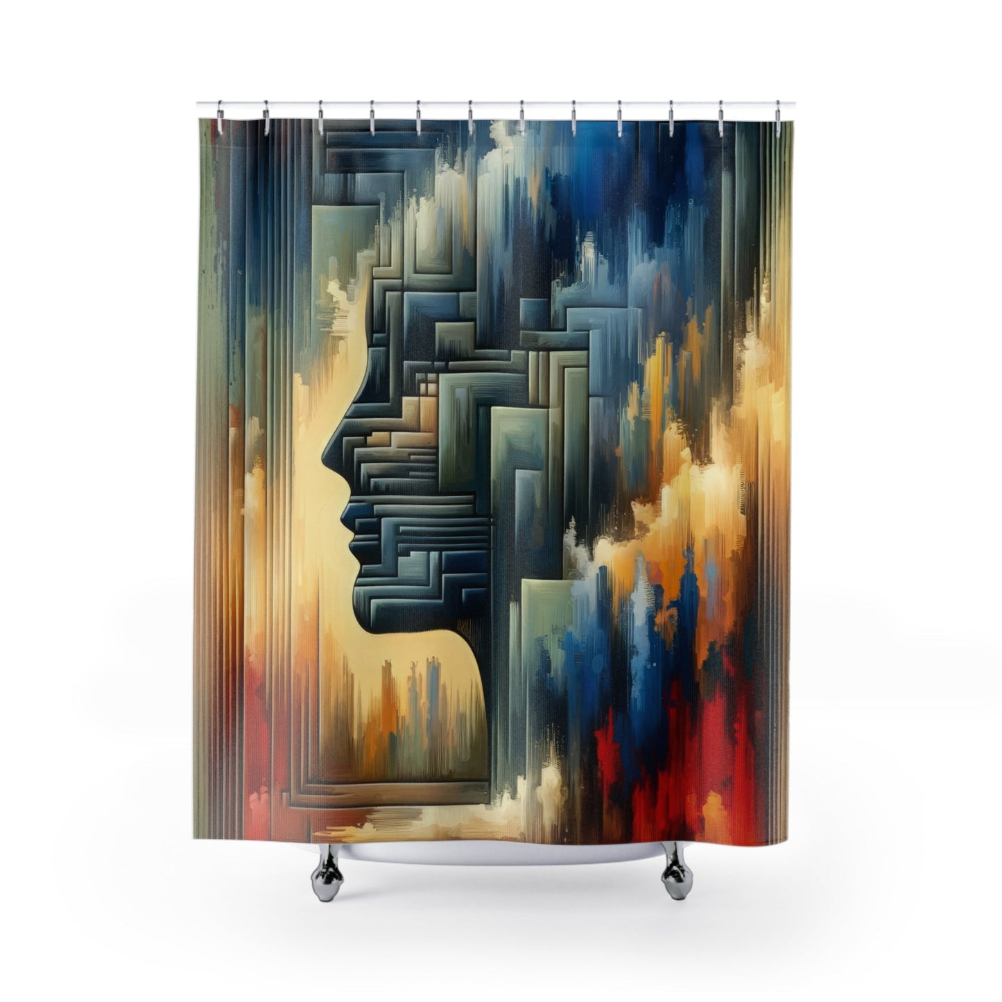 Abstract Geometric Boundaries Shower Curtains - ATUH.ART