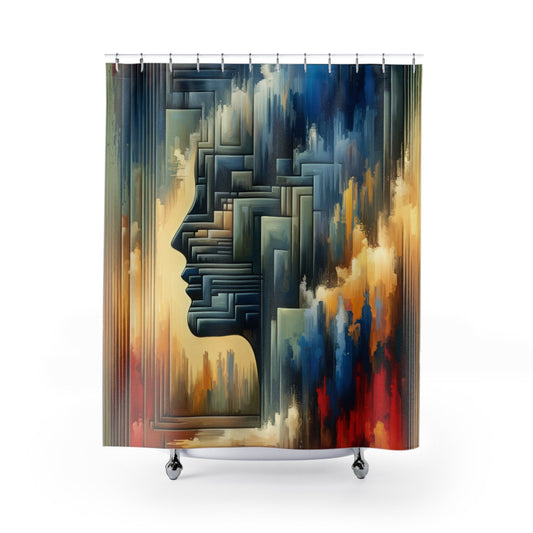 Abstract Geometric Boundaries Shower Curtains - ATUH.ART