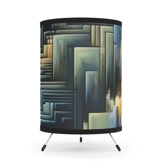 Abstract Geometric Boundaries Tripod Lamp with High-Res Printed Shade, US\CA plug - ATUH.ART