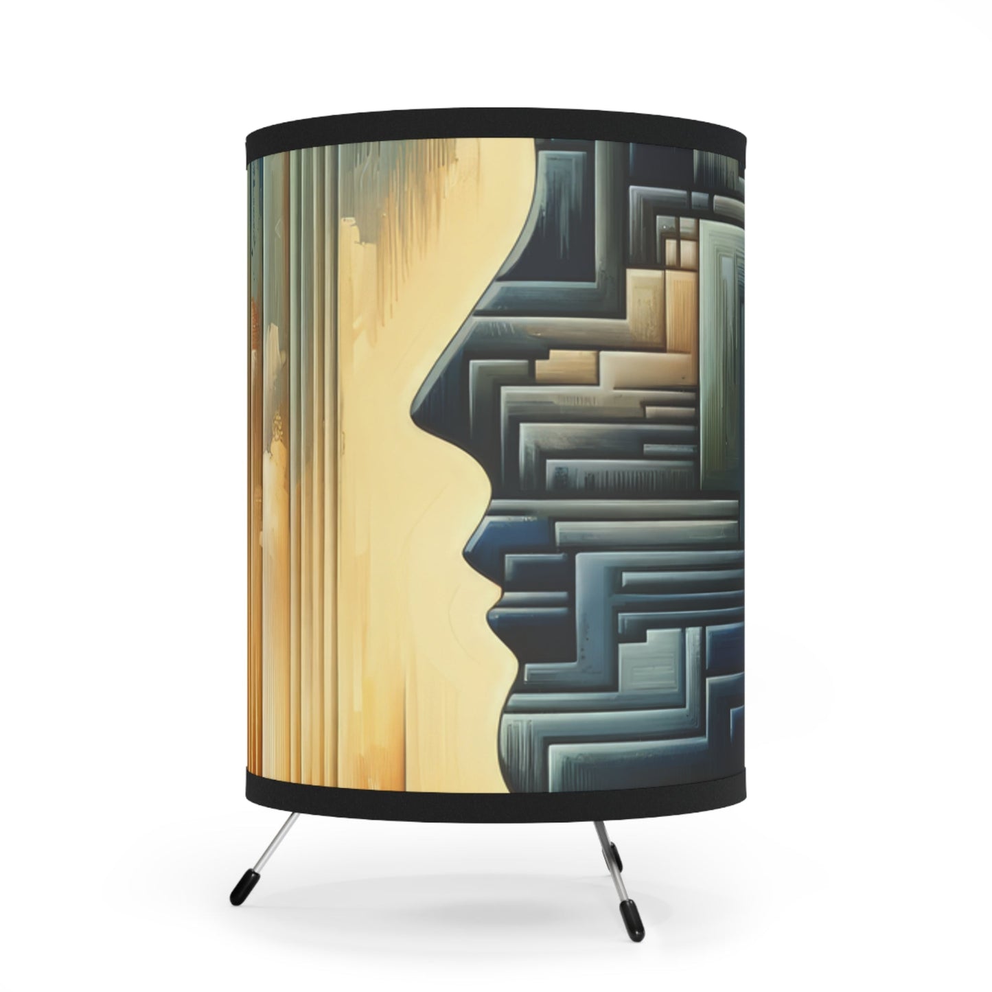 Abstract Geometric Boundaries Tripod Lamp with High-Res Printed Shade, US\CA plug - ATUH.ART