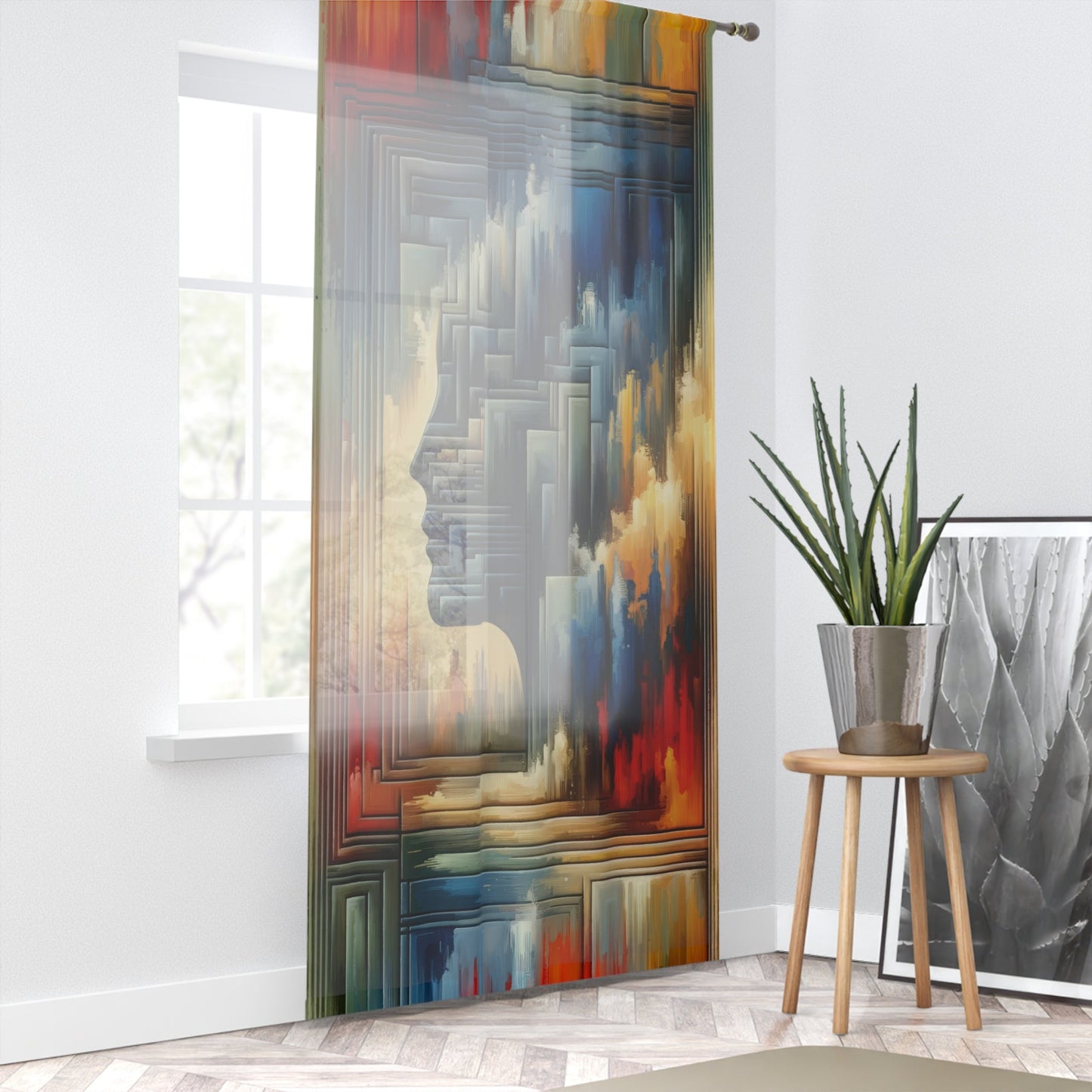 Abstract Geometric Boundaries Window Curtain - ATUH.ART