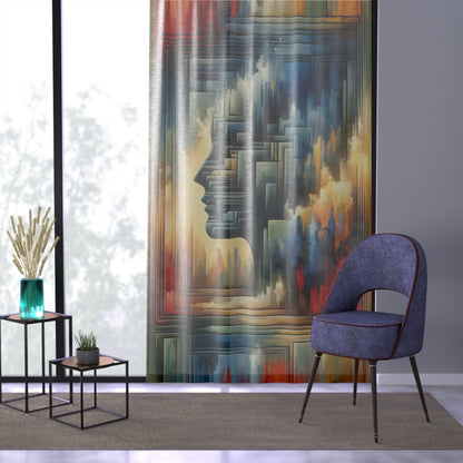 Abstract Geometric Boundaries Window Curtain - ATUH.ART