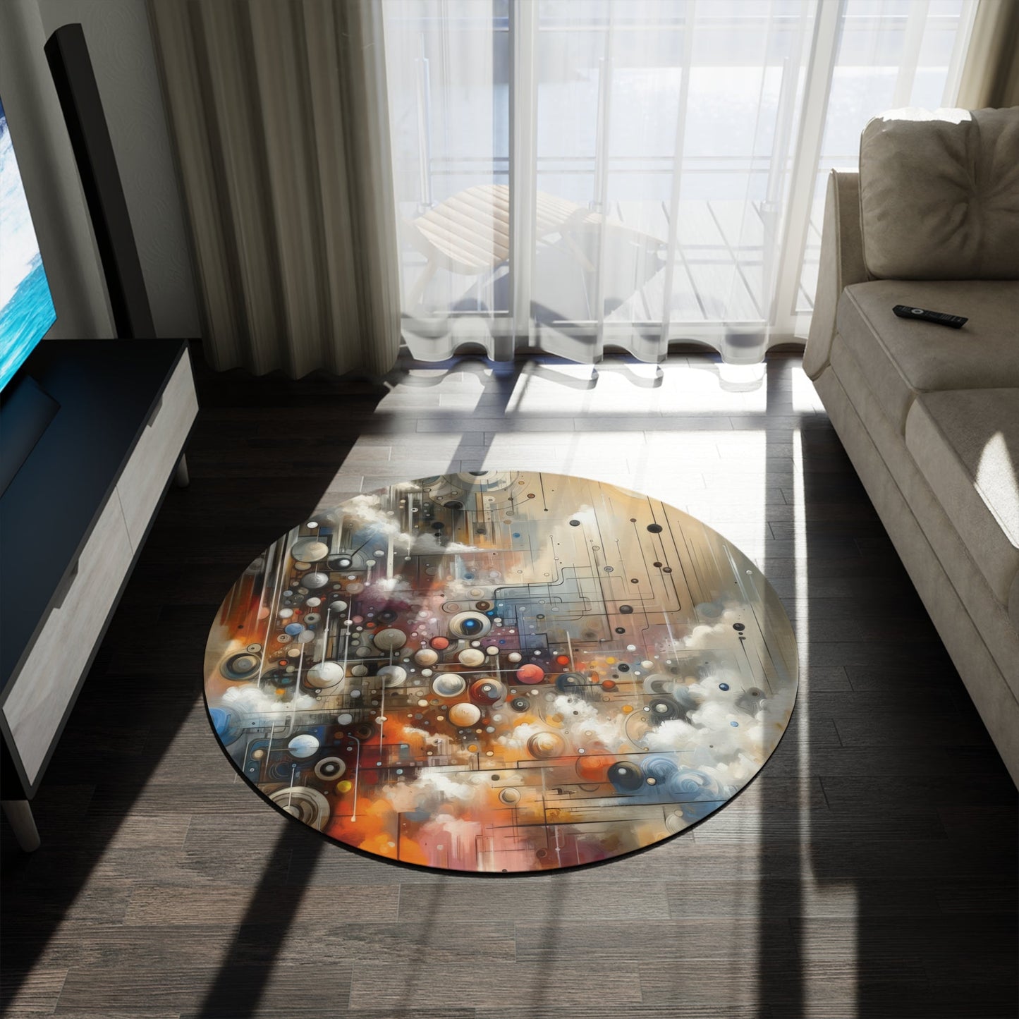 Abstract Mechanical Harmony Round Rug - ATUH.ART