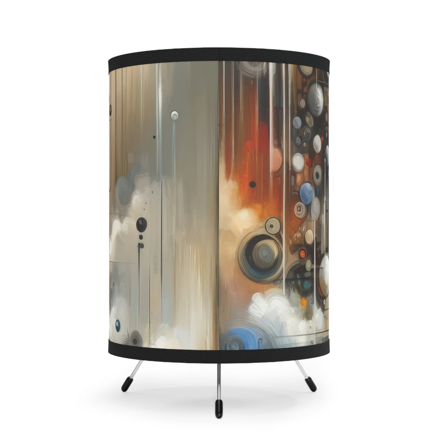 Abstract Mechanical Harmony Tripod Lamp with High-Res Printed Shade, US\CA plug - ATUH.ART