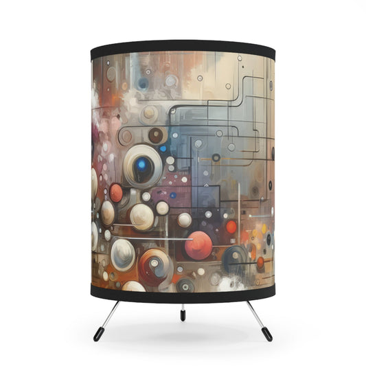 Abstract Mechanical Harmony Tripod Lamp with High-Res Printed Shade, US\CA plug - ATUH.ART