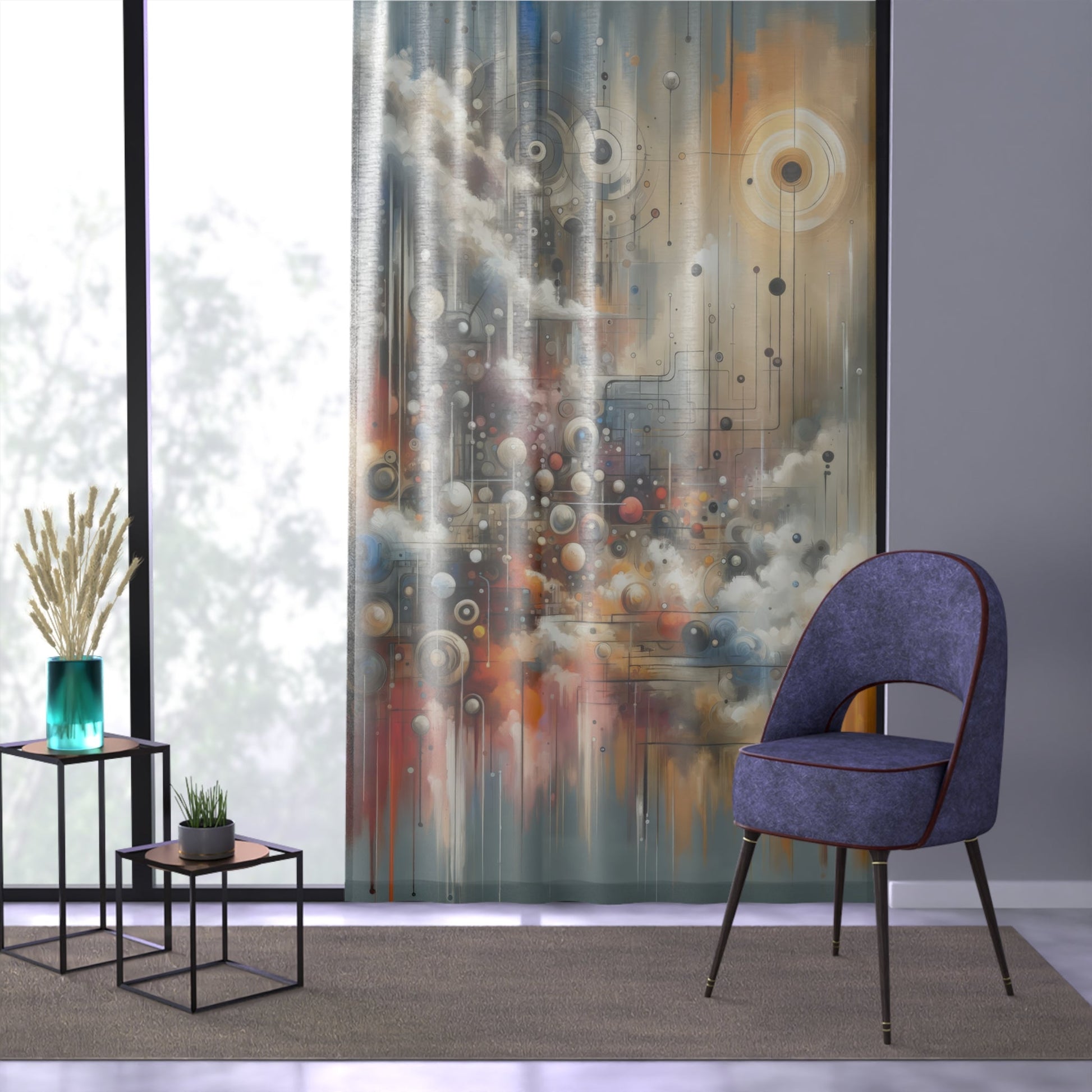 Abstract Mechanical Harmony Window Curtain - ATUH.ART