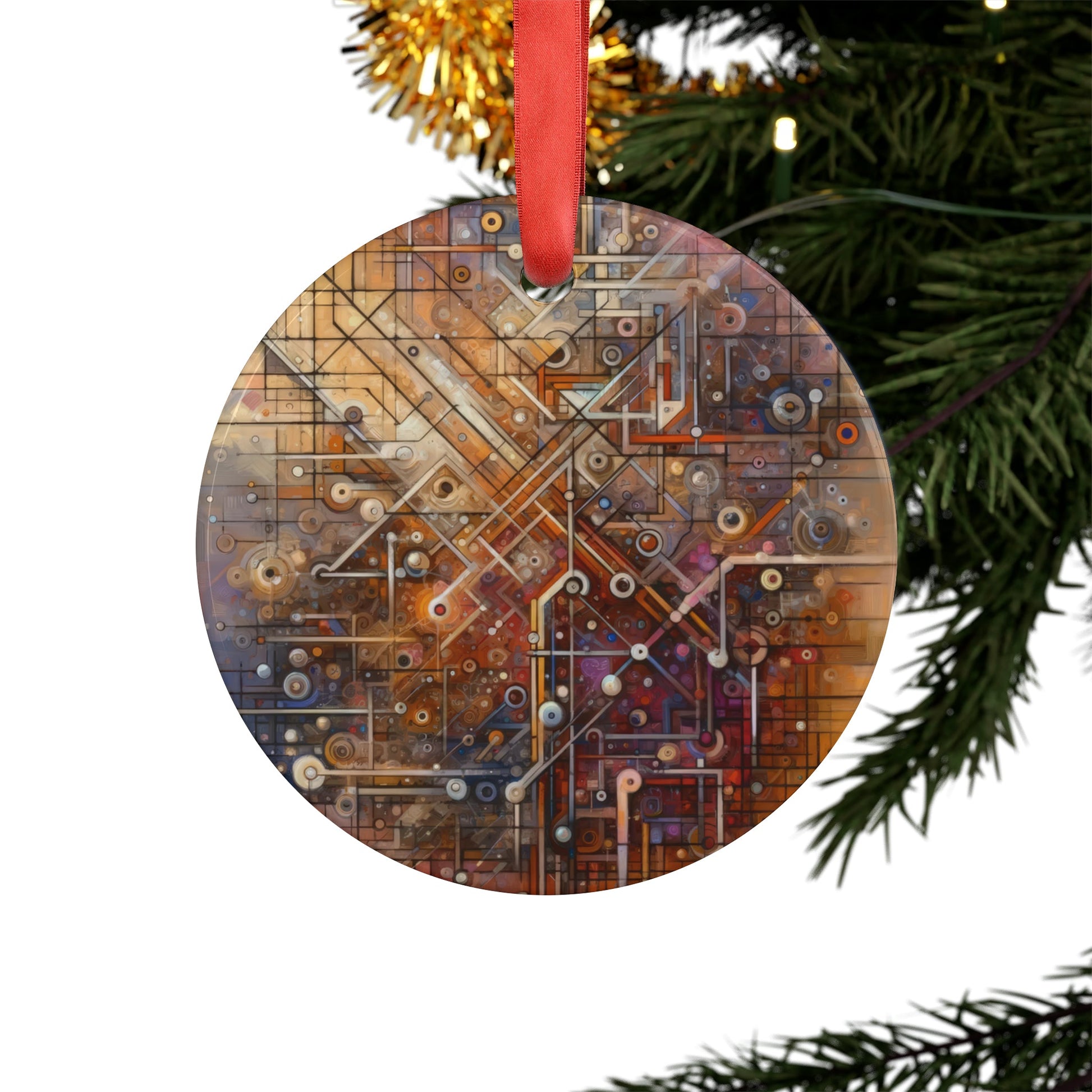 Abstract Structural Complexity Acrylic Ornament with Ribbon - ATUH.ART