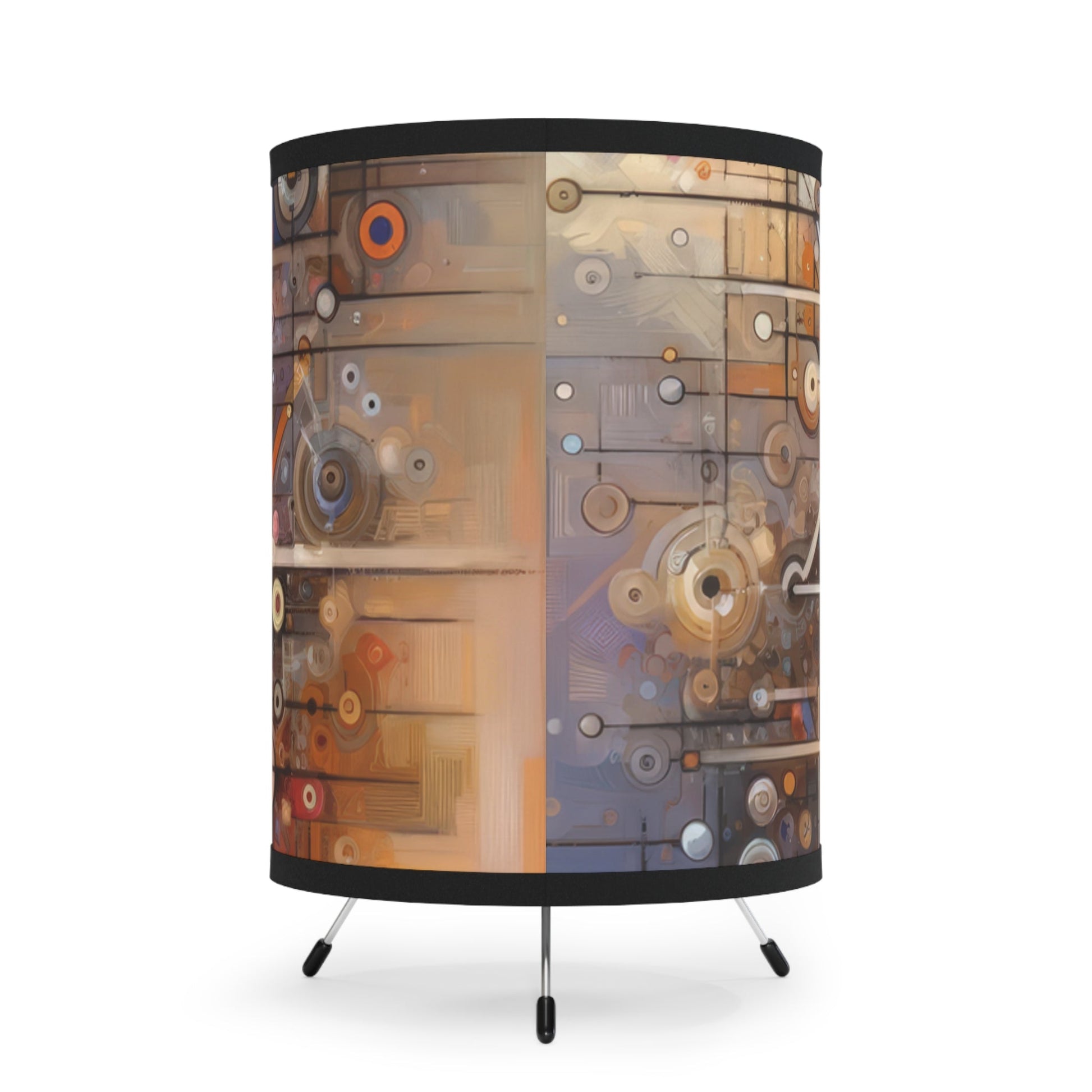 Abstract Structural Complexity Tripod Lamp with High-Res Printed Shade, US\CA plug - ATUH.ART