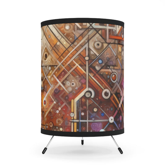 Abstract Structural Complexity Tripod Lamp with High-Res Printed Shade, US\CA plug - ATUH.ART