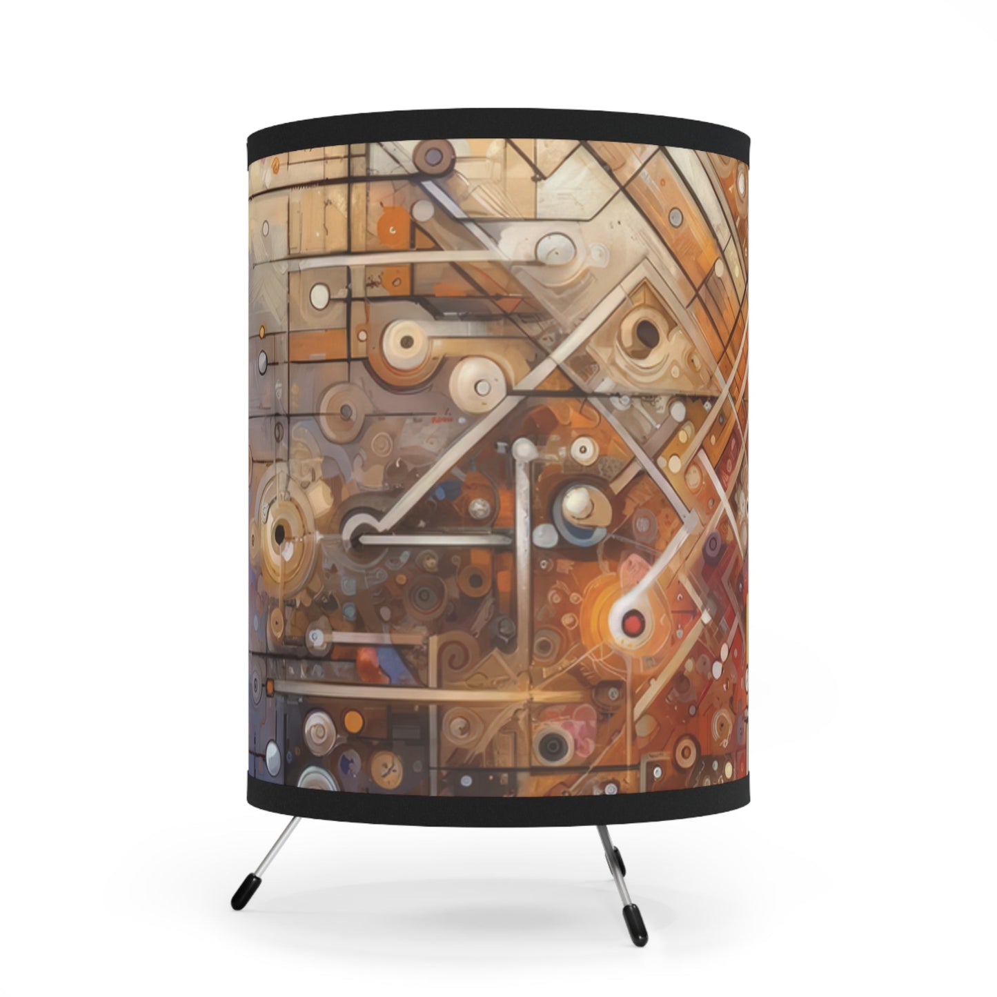 Abstract Structural Complexity Tripod Lamp with High-Res Printed Shade, US\CA plug - ATUH.ART