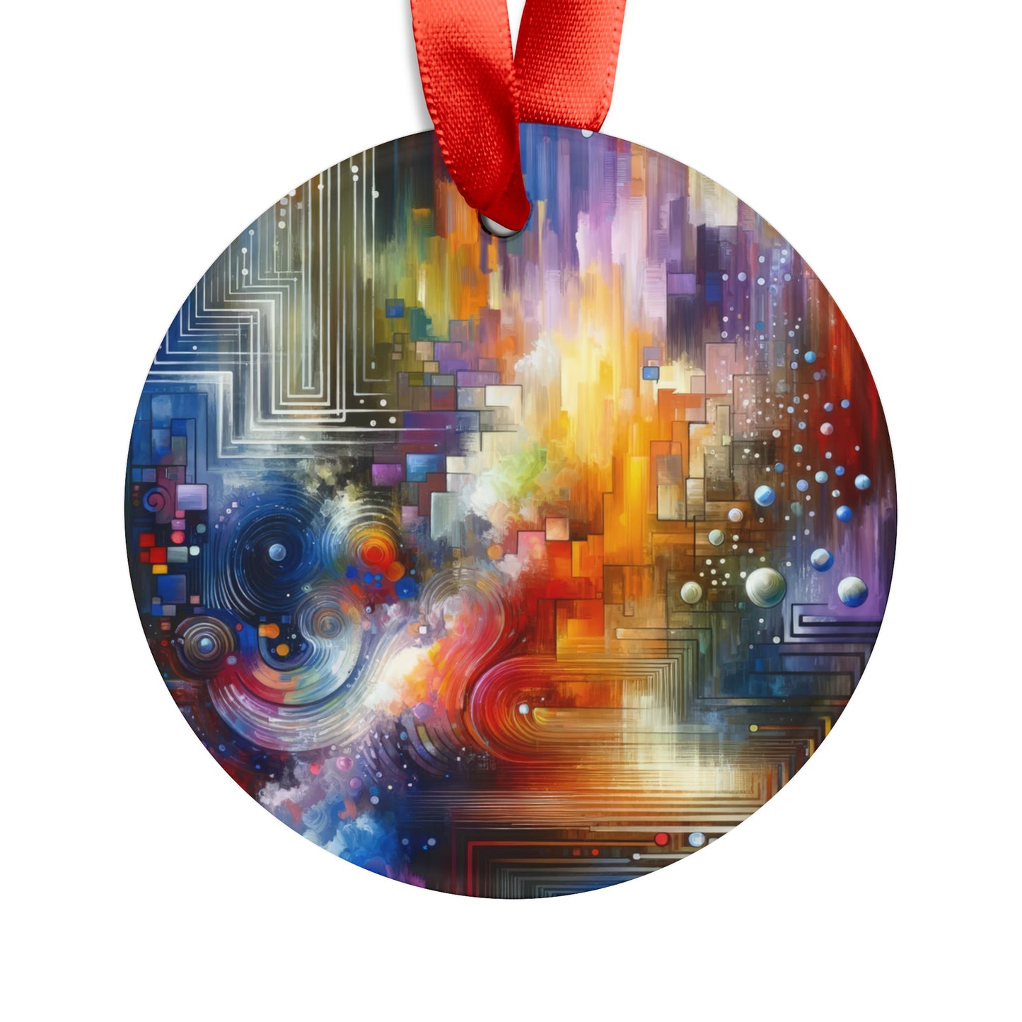 Abstract Technicolor Synthesis Acrylic Ornament with Ribbon - ATUH.ART