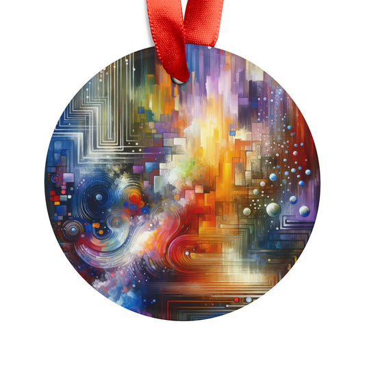 Abstract Technicolor Synthesis Acrylic Ornament with Ribbon - ATUH.ART