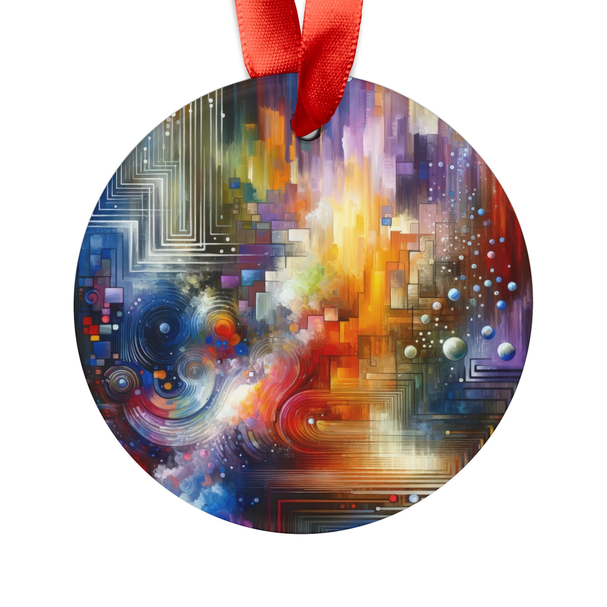Abstract Technicolor Synthesis Acrylic Ornament with Ribbon - ATUH.ART