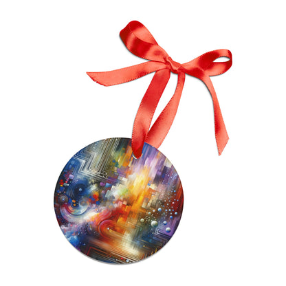 Abstract Technicolor Synthesis Acrylic Ornament with Ribbon - ATUH.ART