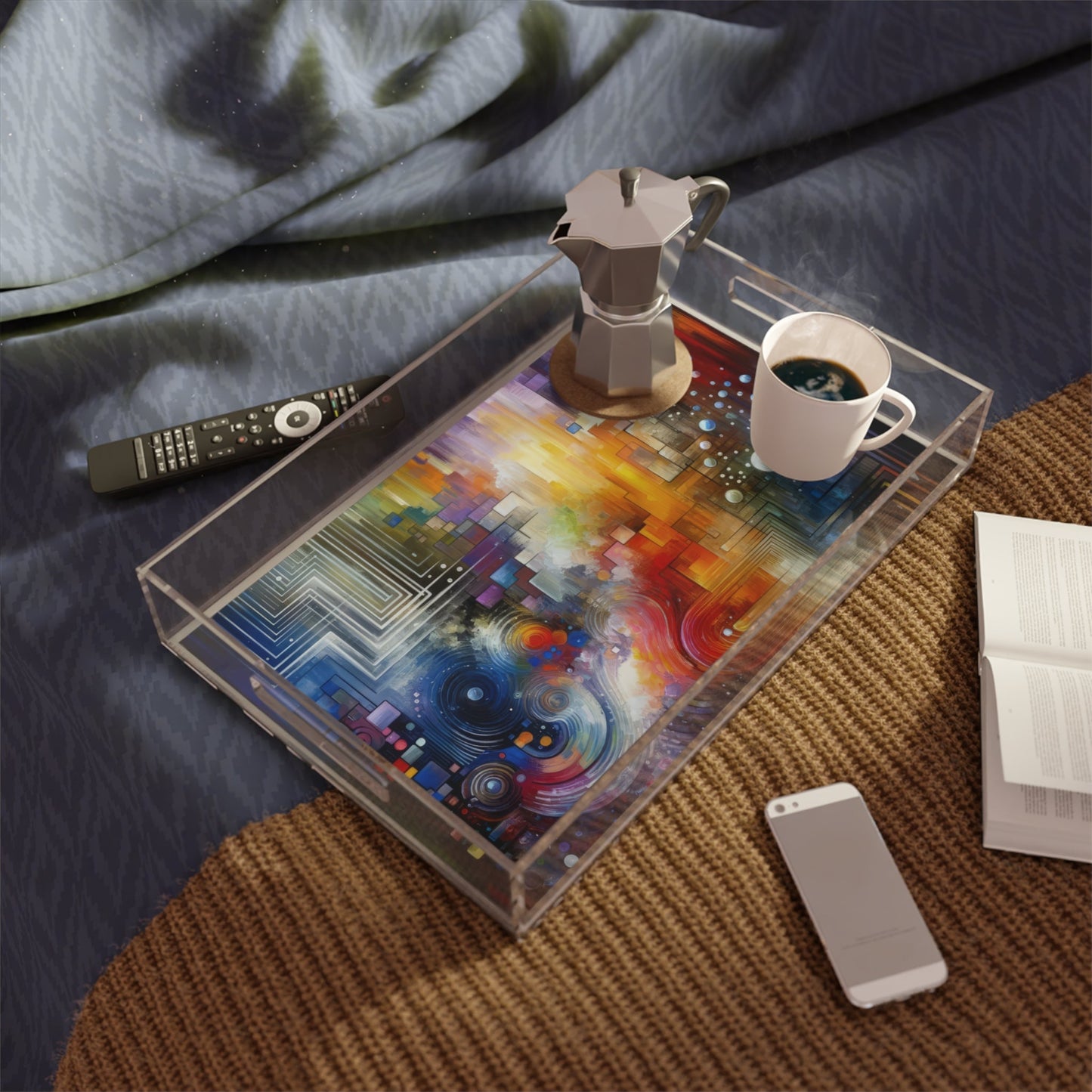 Abstract Technicolor Synthesis Acrylic Serving Tray - ATUH.ART