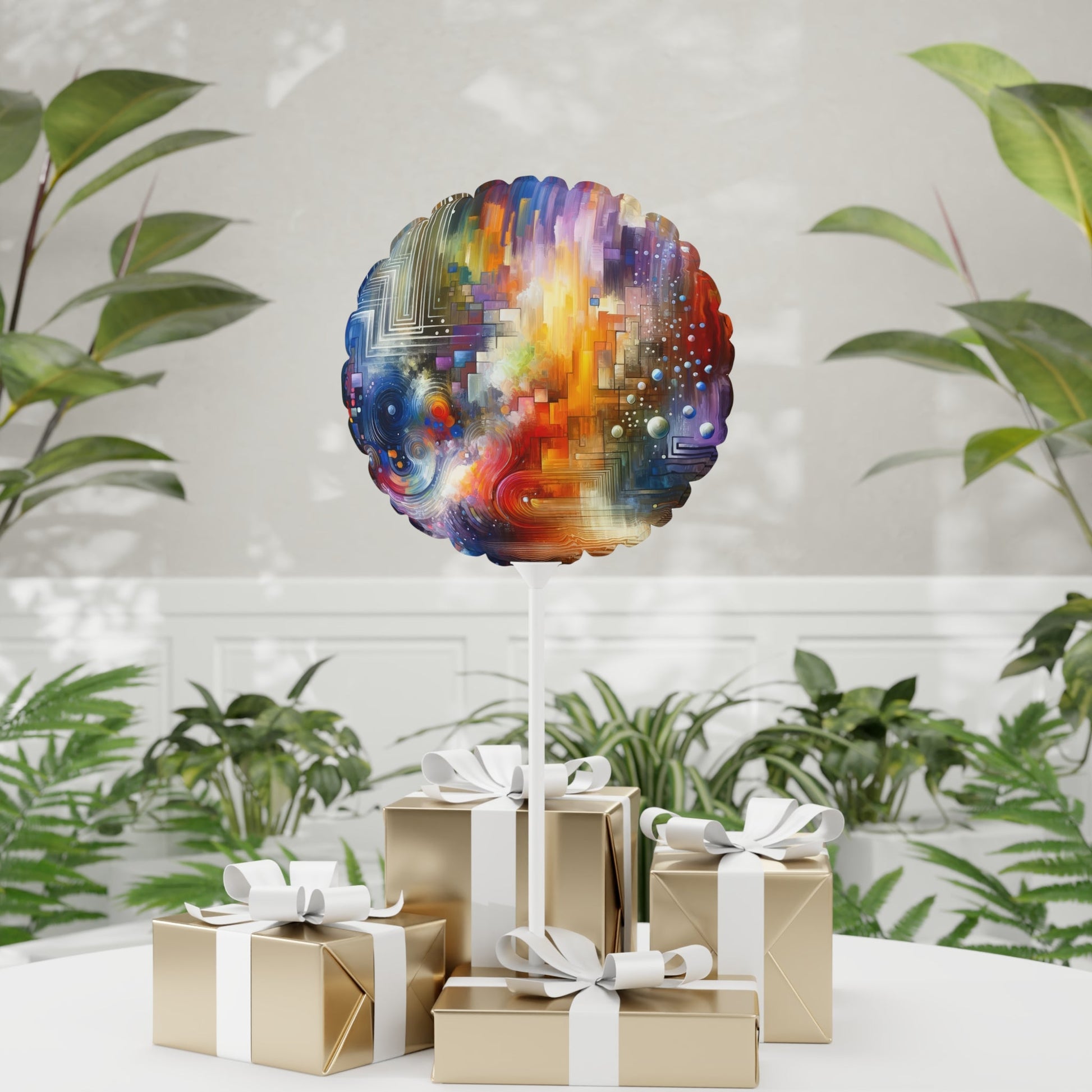Abstract Technicolor Synthesis Balloon (Round and Heart-shaped), 11" - ATUH.ART