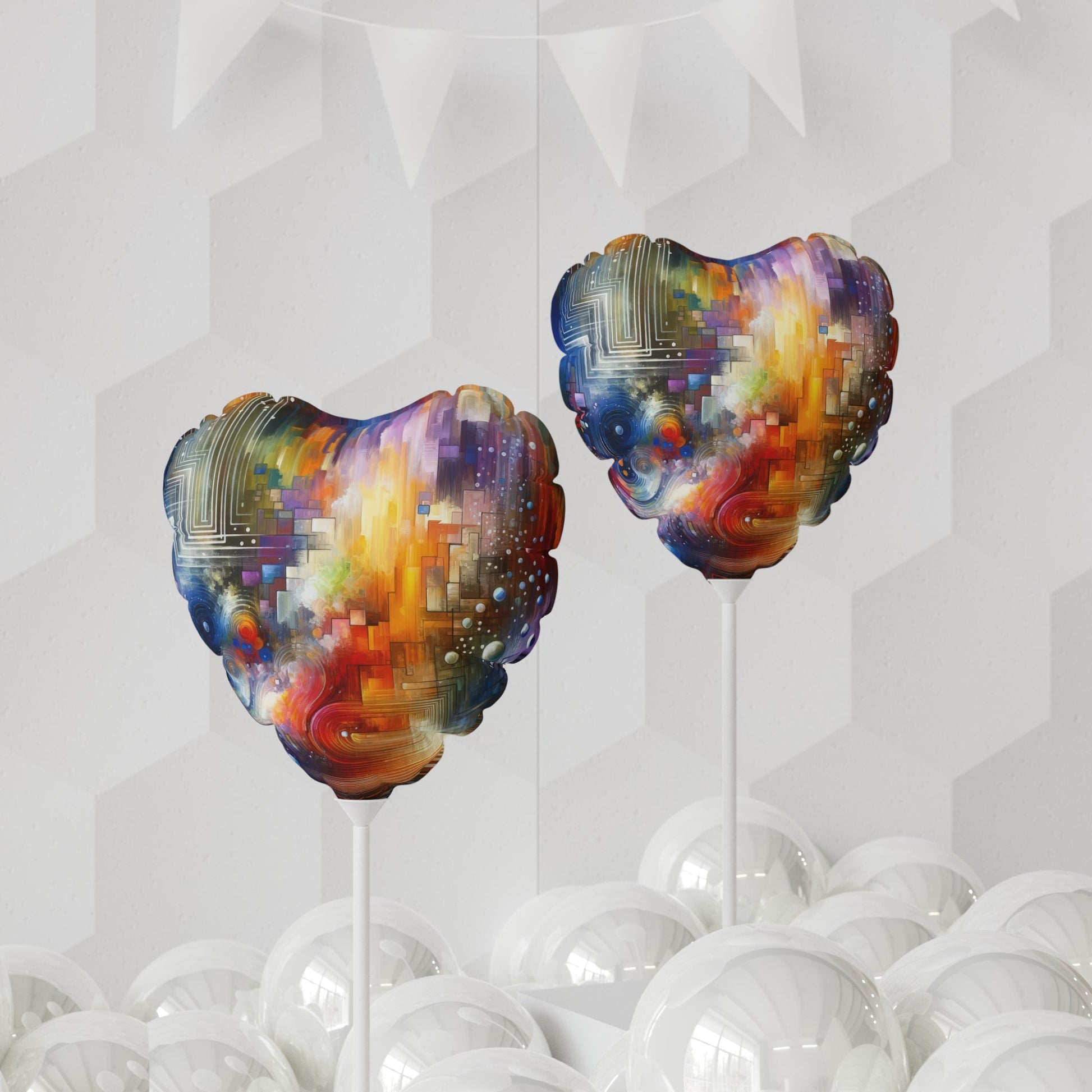 Abstract Technicolor Synthesis Balloon (Round and Heart-shaped), 11" - ATUH.ART