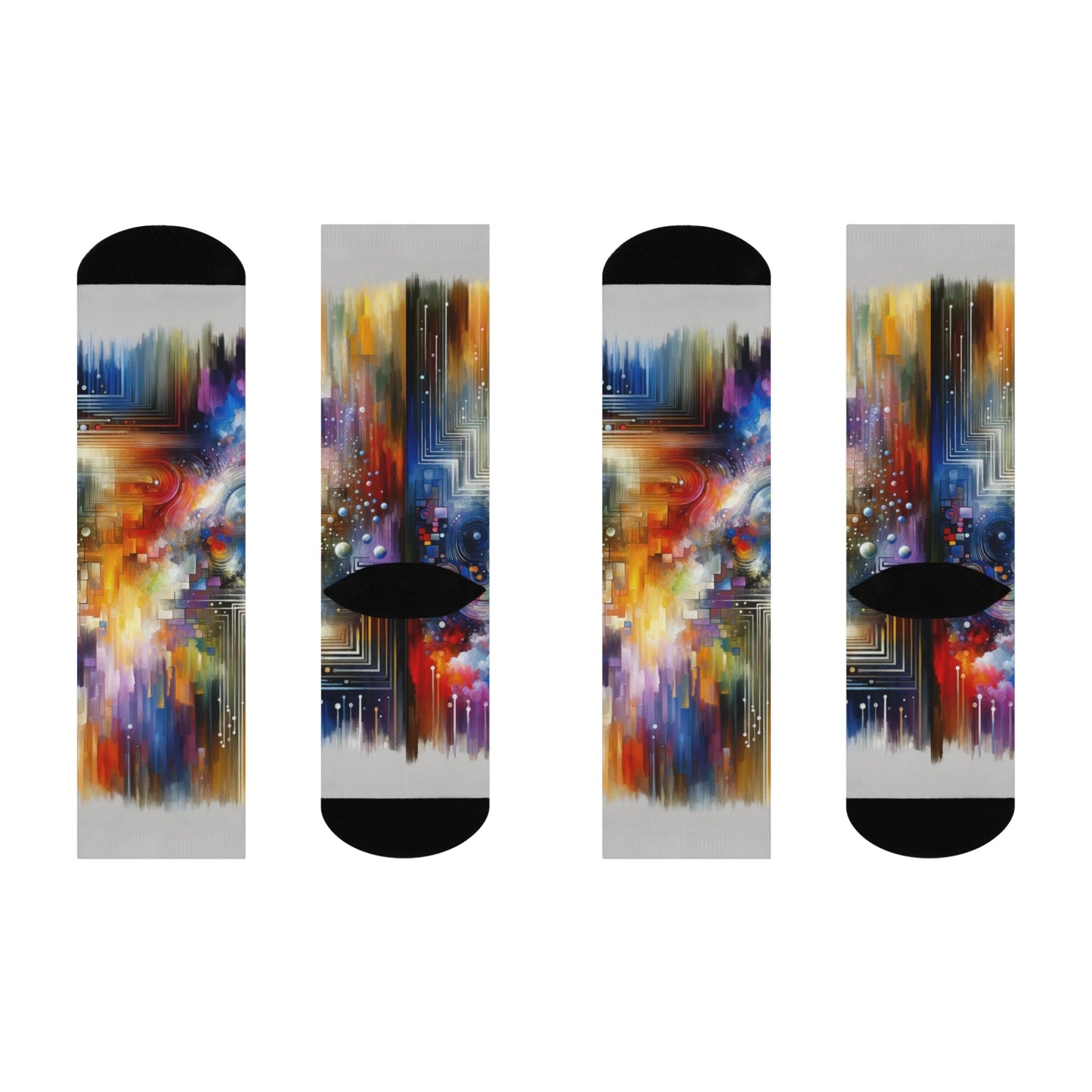 Abstract Technicolor Synthesis Cushioned Crew Socks - ATUH.ART