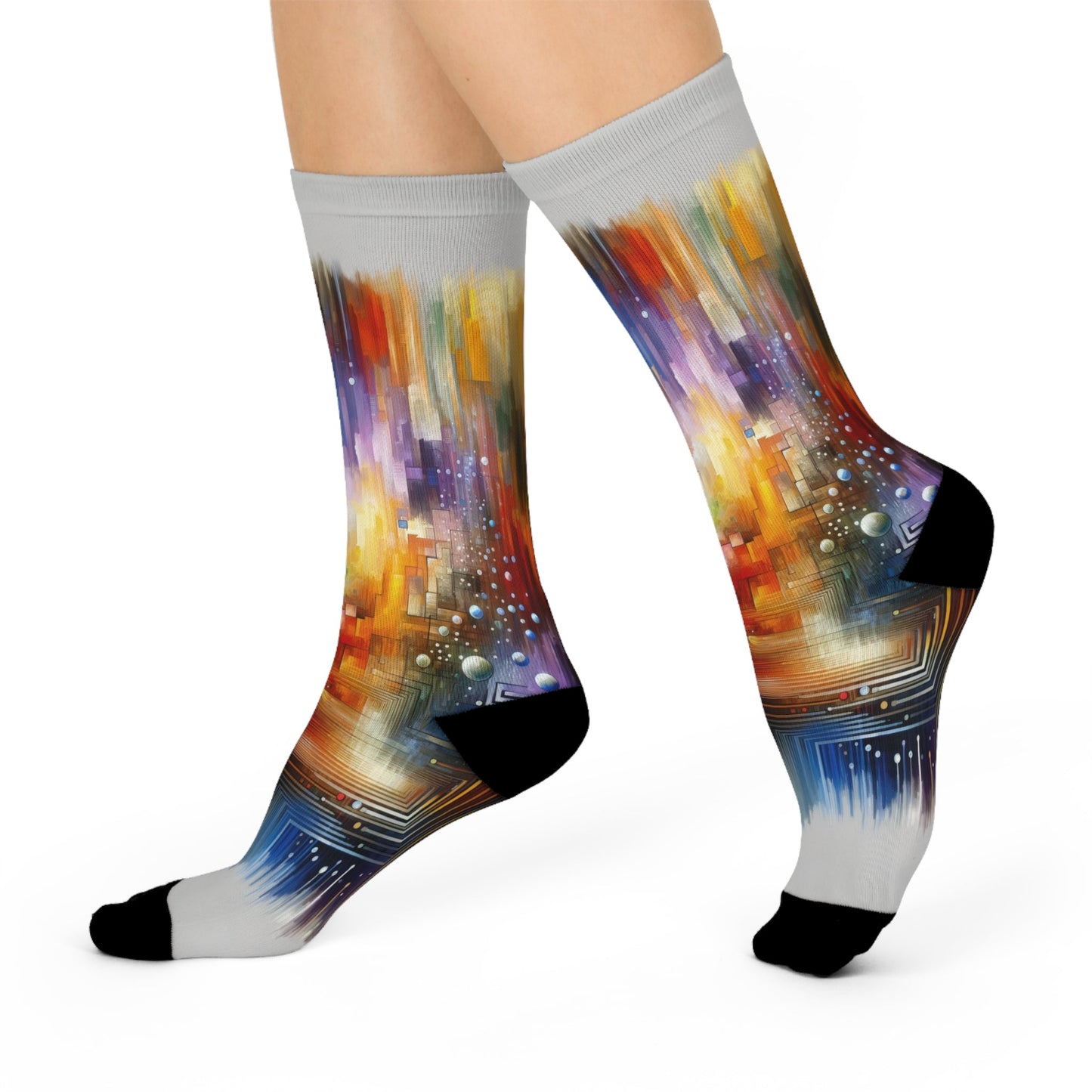 Abstract Technicolor Synthesis Cushioned Crew Socks - ATUH.ART