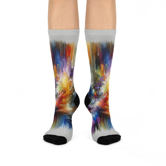 Abstract Technicolor Synthesis Cushioned Crew Socks - ATUH.ART