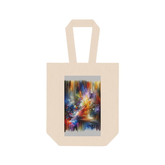 Abstract Technicolor Synthesis Double Wine Tote Bag - ATUH.ART