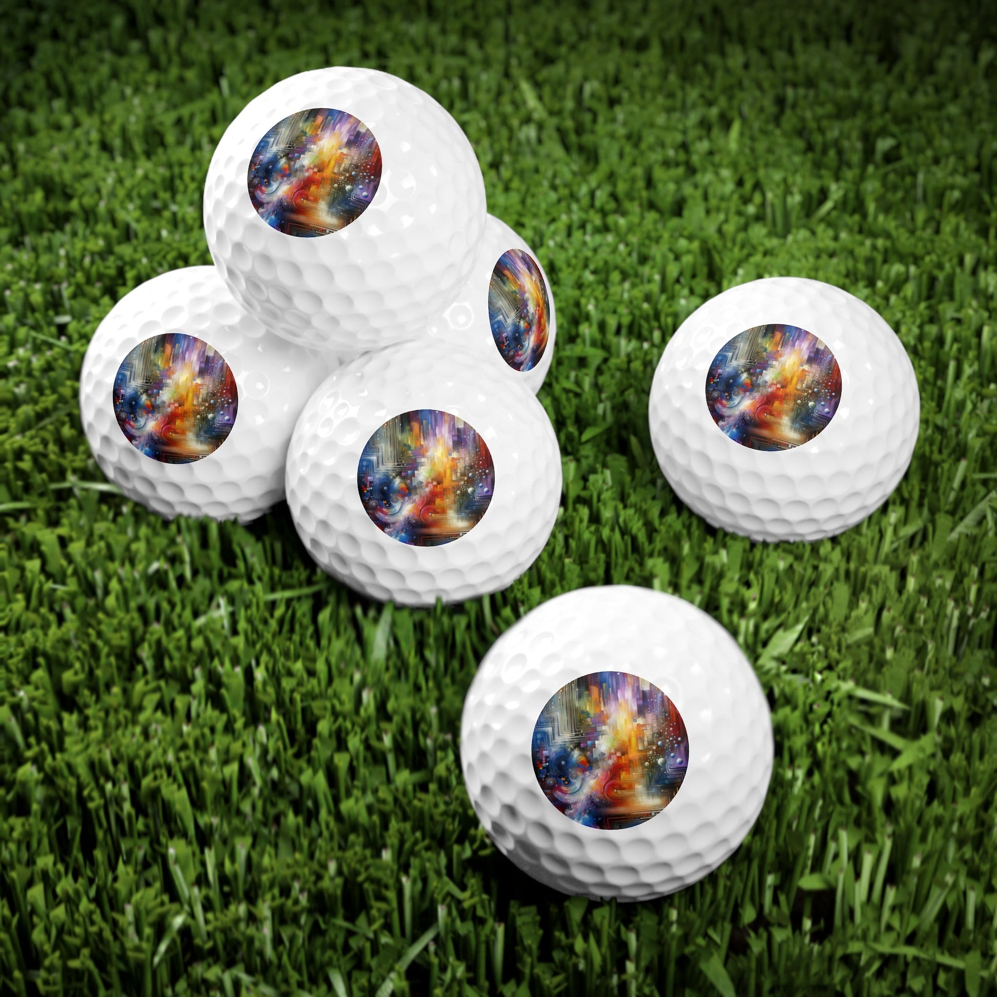 Abstract Technicolor Synthesis Golf Balls, 6pcs - ATUH.ART