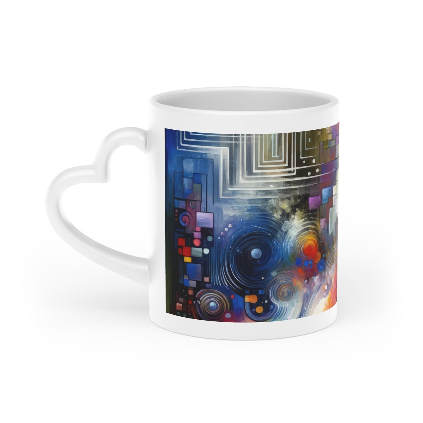 Abstract Technicolor Synthesis Heart-Shaped Mug - ATUH.ART