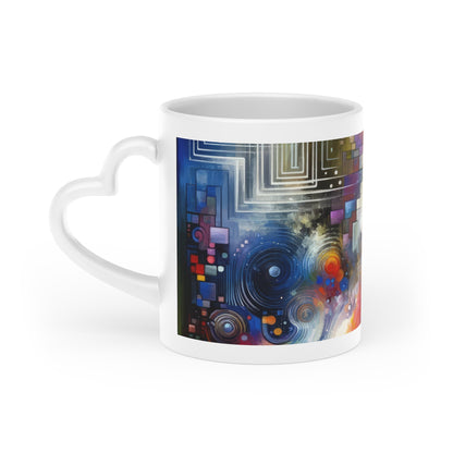 Abstract Technicolor Synthesis Heart-Shaped Mug - ATUH.ART
