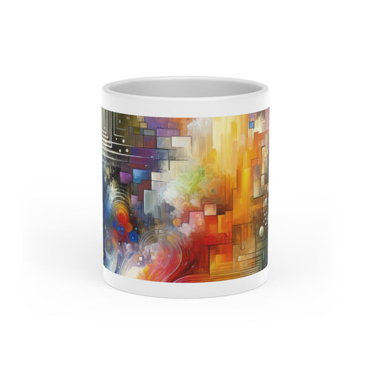 Abstract Technicolor Synthesis Heart-Shaped Mug - ATUH.ART