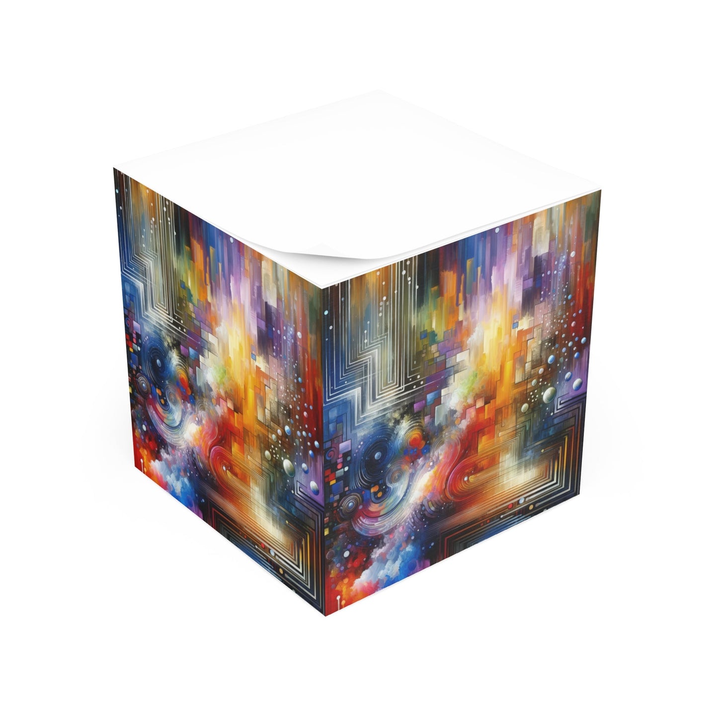 Abstract Technicolor Synthesis Note Cube - ATUH.ART