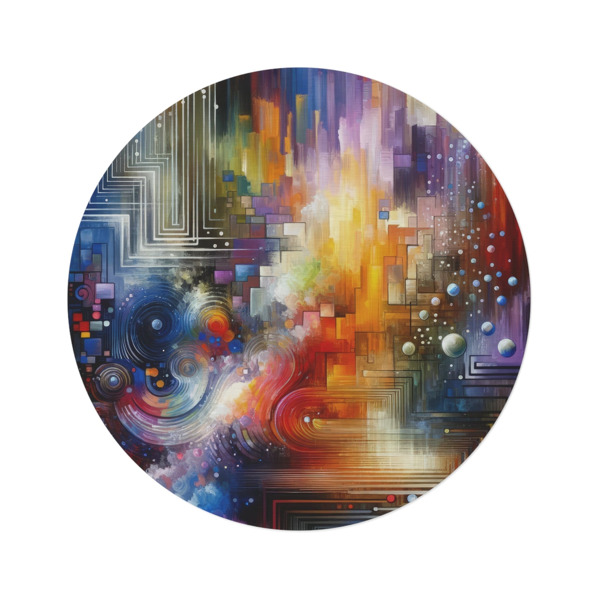 Abstract Technicolor Synthesis Round Rug - ATUH.ART