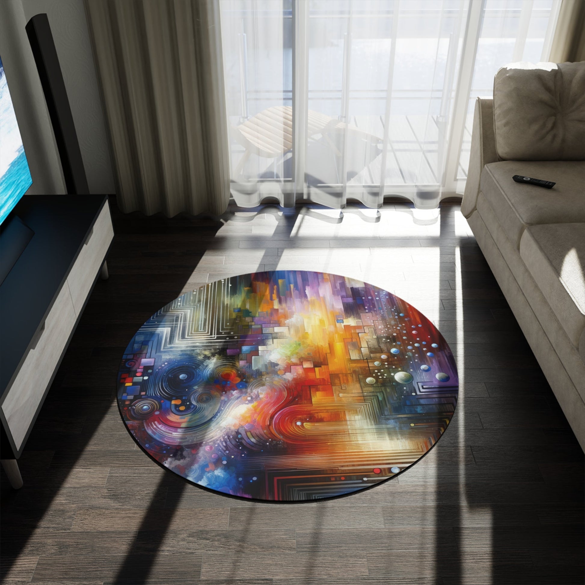 Abstract Technicolor Synthesis Round Rug - ATUH.ART