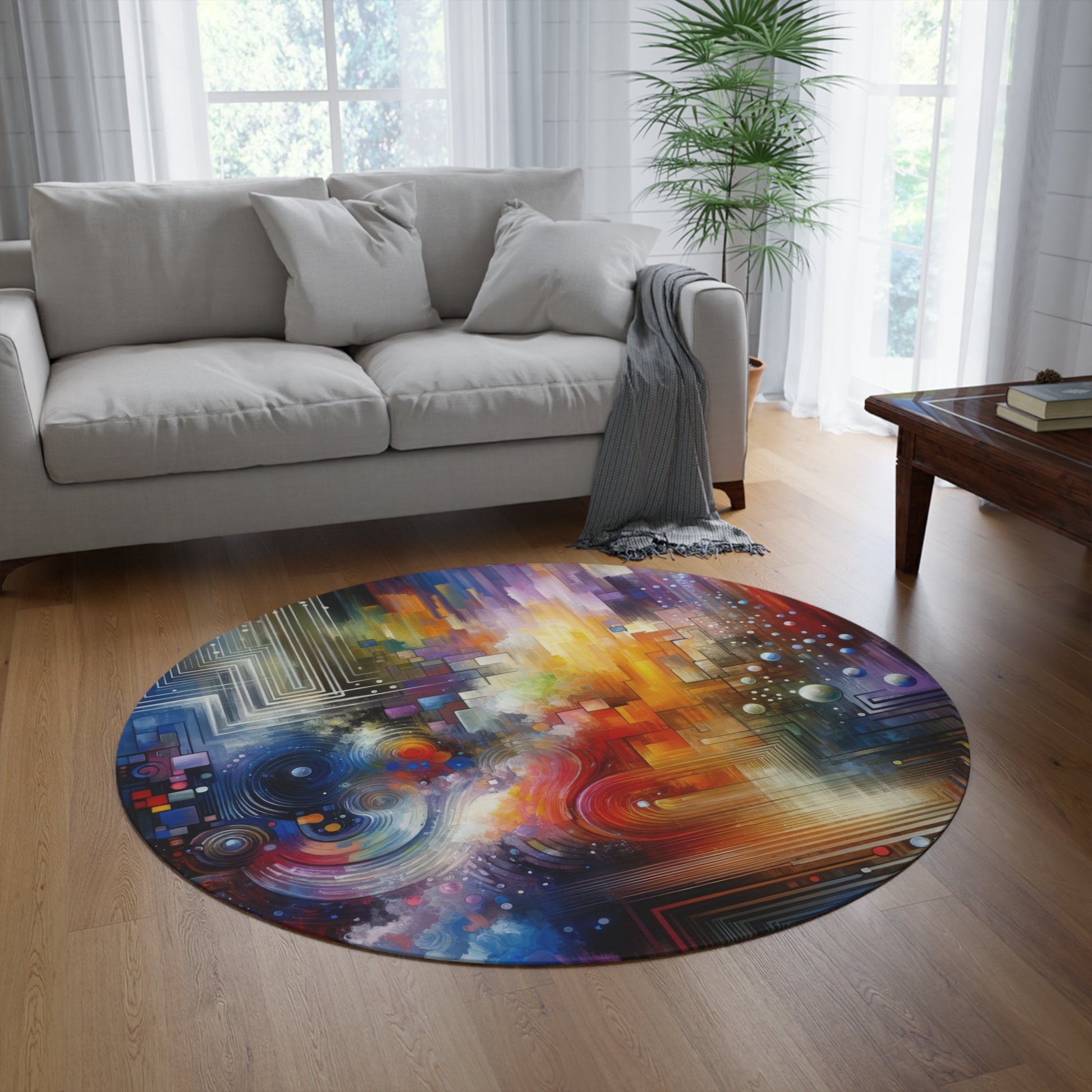 Abstract Technicolor Synthesis Round Rug - ATUH.ART