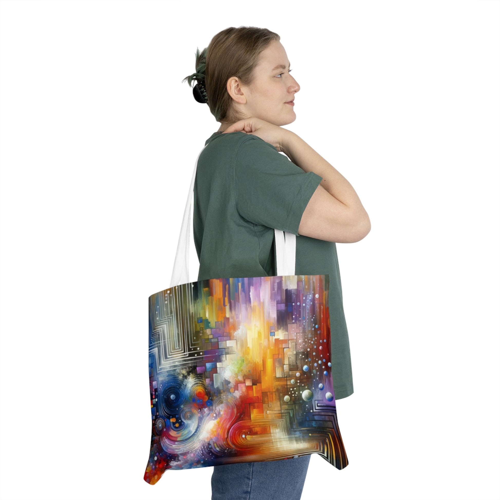 Abstract Technicolor Synthesis Shoulder Tote Bag (AOP) - ATUH.ART