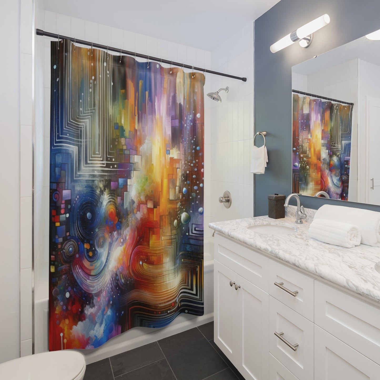 Abstract Technicolor Synthesis Shower Curtains - ATUH.ART