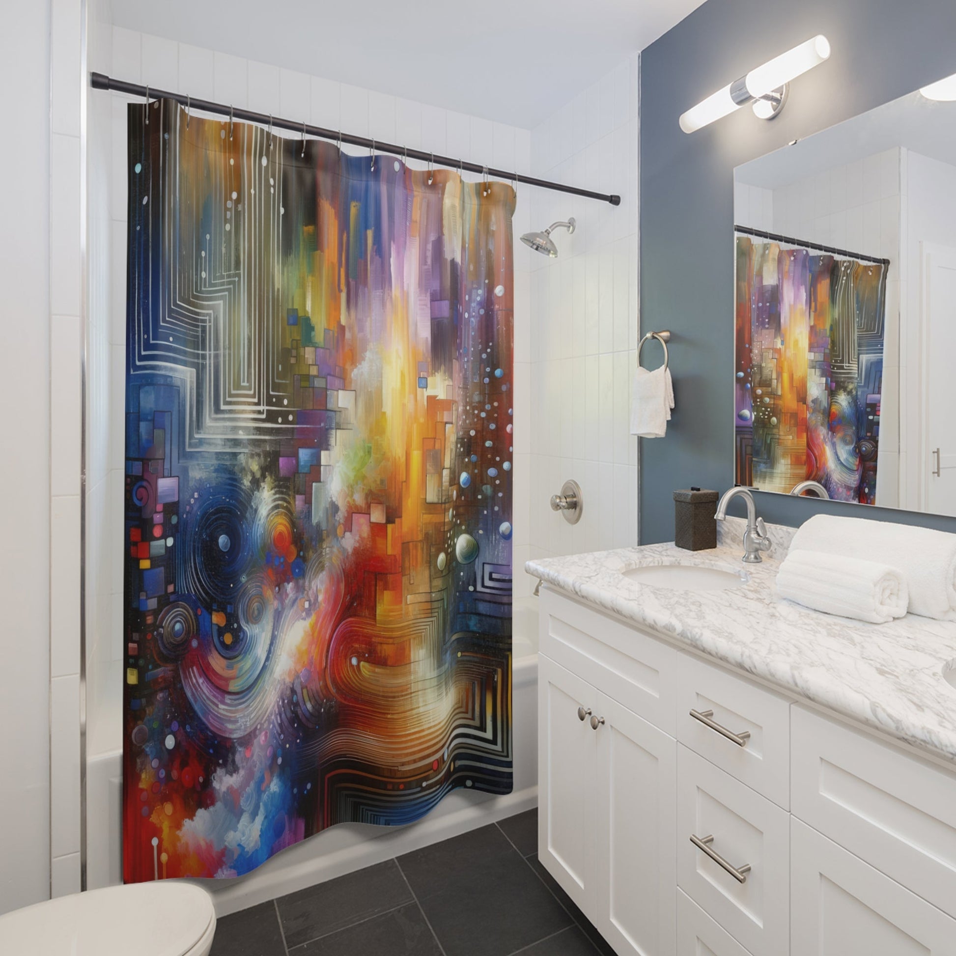 Abstract Technicolor Synthesis Shower Curtains - ATUH.ART