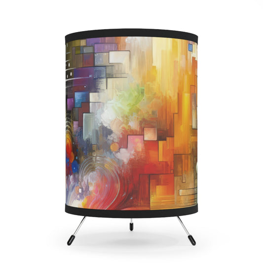 Abstract Technicolor Synthesis Tripod Lamp with High-Res Printed Shade, US\CA plug - ATUH.ART