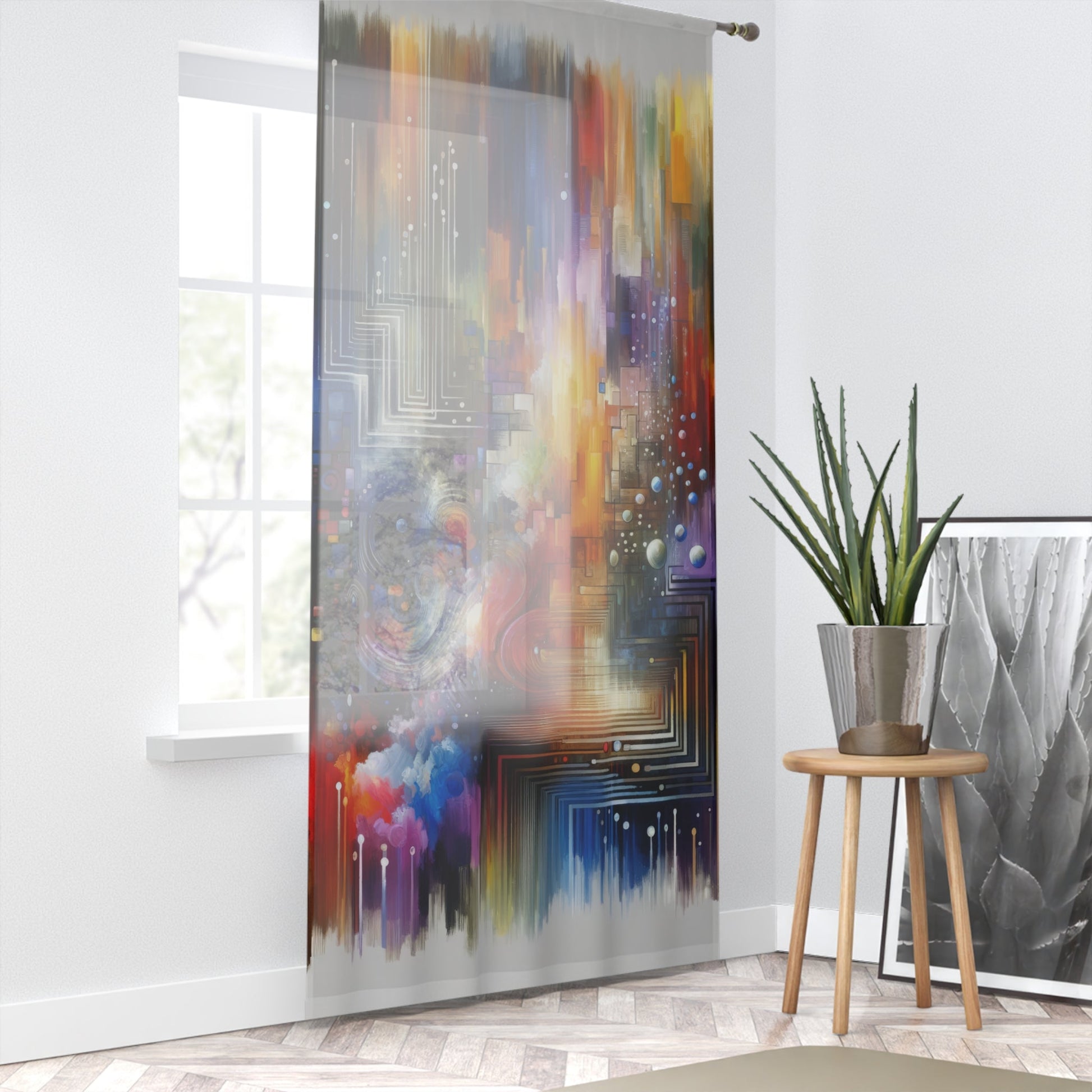 Abstract Technicolor Synthesis Window Curtain - ATUH.ART