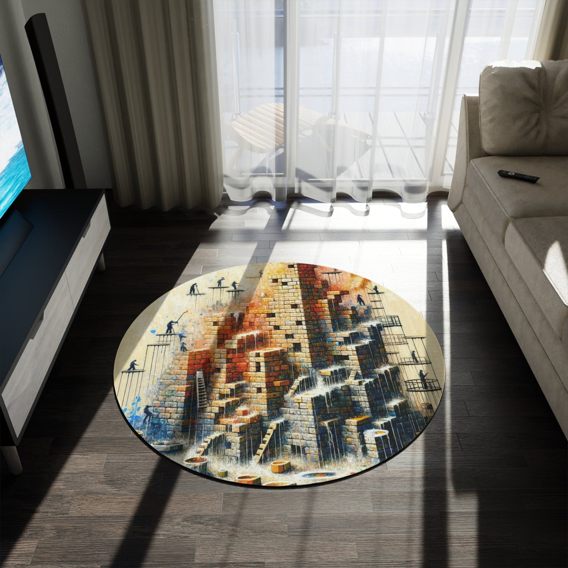 Actions Constructing Society Round Rug - ATUH.ART